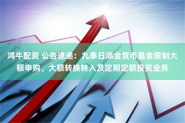 鸿牛配资 公告速递：九泰日添金货币基金限制大额申购、大额转换转入及定期定额投资业务