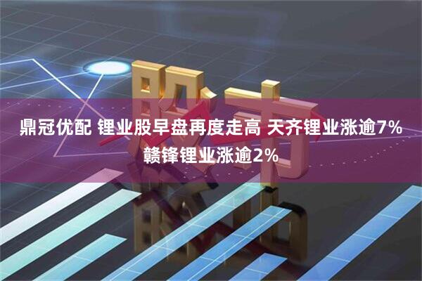 鼎冠优配 锂业股早盘再度走高 天齐锂业涨逾7%赣锋锂业涨逾2%
