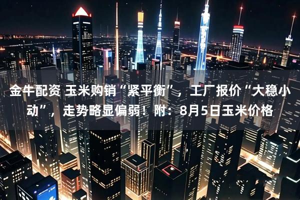 金牛配资 玉米购销“紧平衡”，工厂报价“大稳小动”，走势略显偏弱！附：8月5日玉米价格