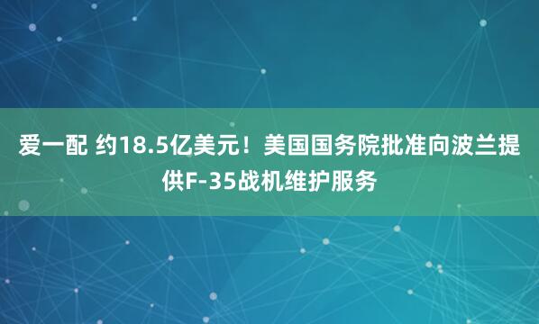 爱一配 约18.5亿美元！美国国务院批准向波兰提供F-35战机维护服务