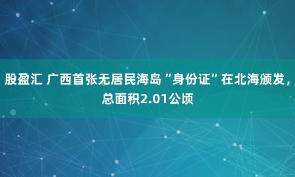 股盈汇 广西首张无居民海岛“身份证”在北海颁发，总面积2.01公顷